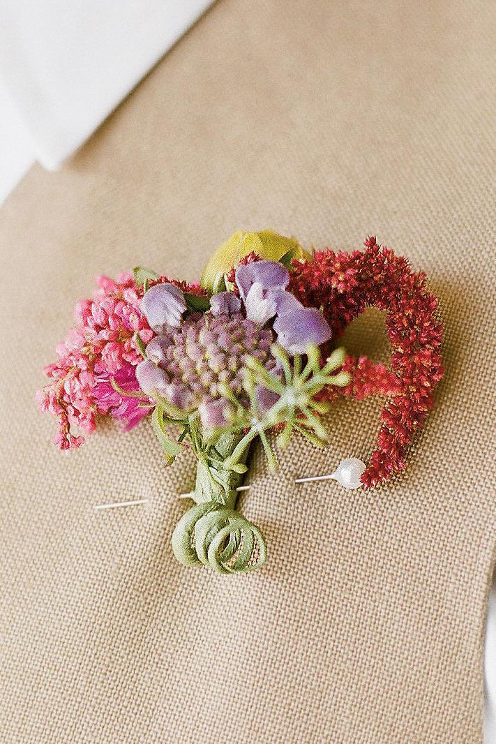 Scabiosa and Heather Boutonniere