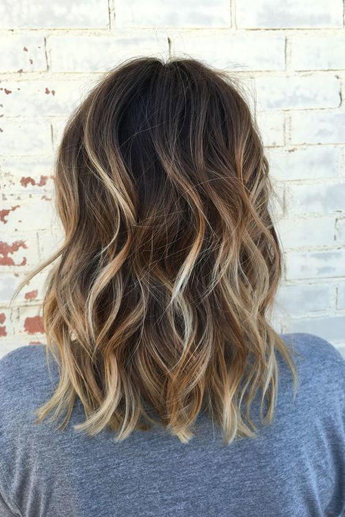अंधेरा Brown Lob with Buttery Blonde Balayage 
