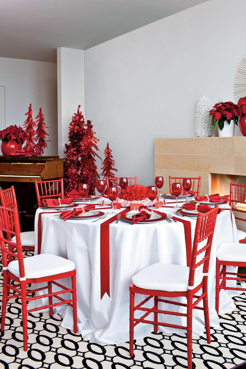 लाल and White Christmas Table Decorations