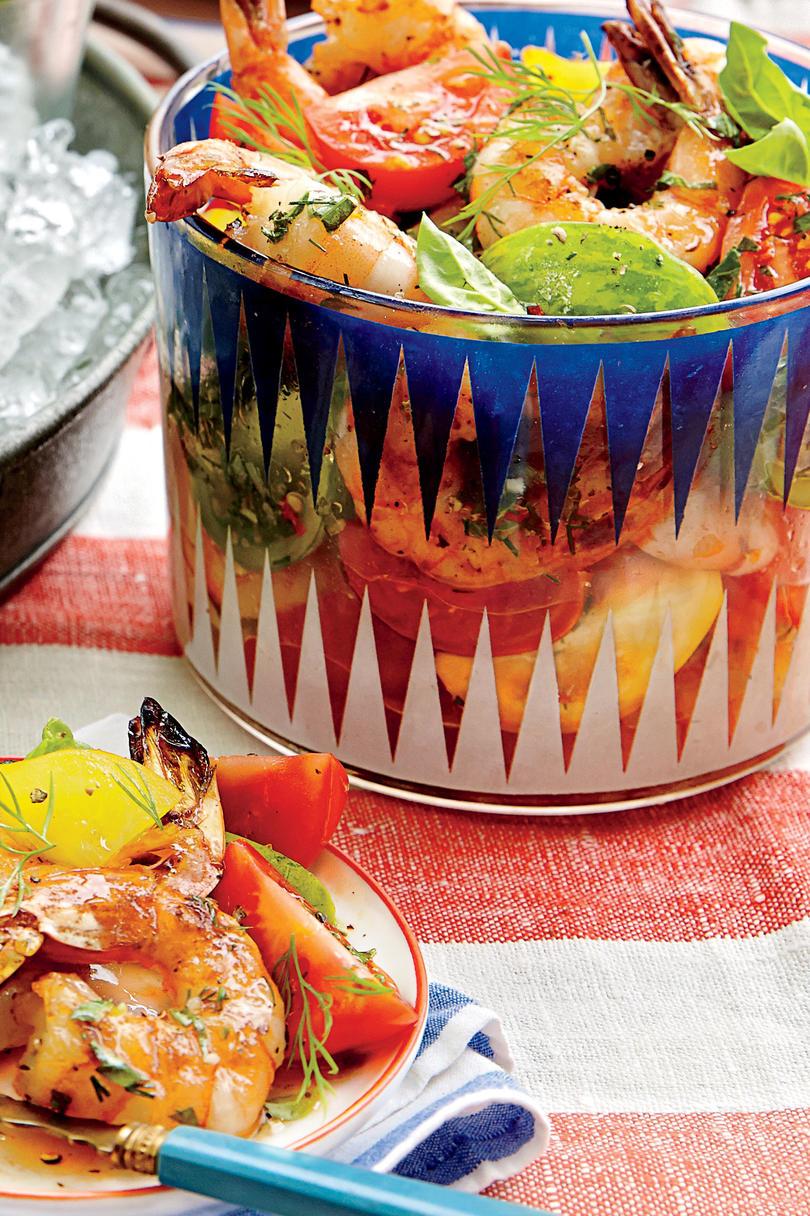 Paradicsom Salad with Grilled Shrimp