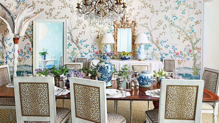 Allison Allen Floral and Leopard Dining Room