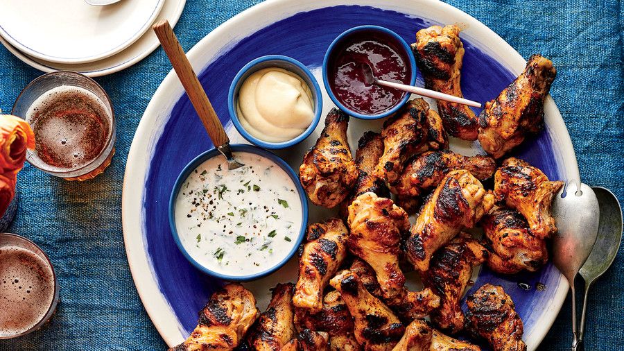 brined Grilled Chicken with Dipping Sauces