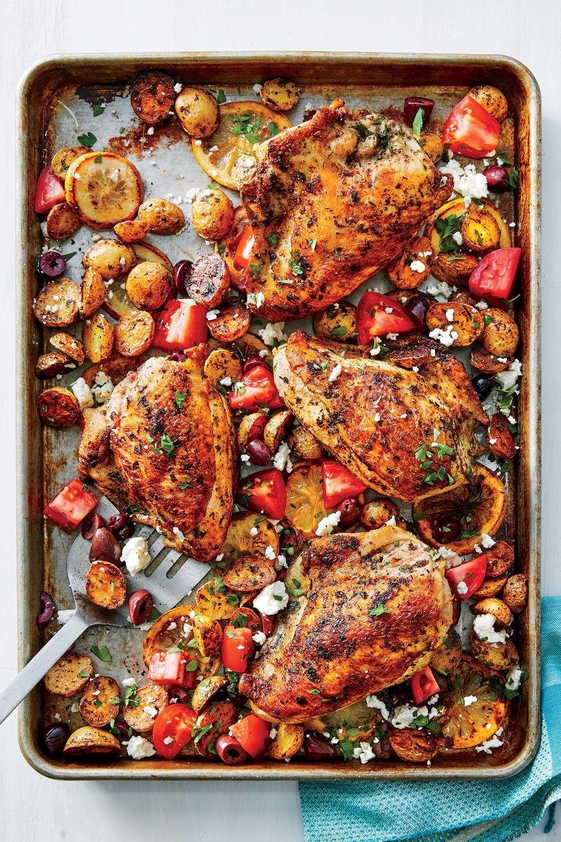List Pan Greek Chicken with Roasted Potatoes