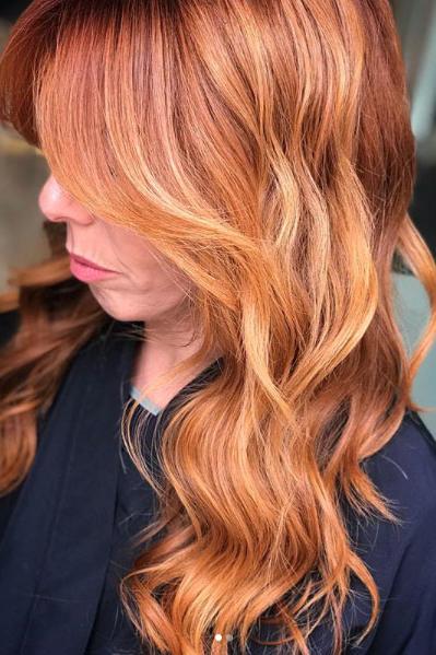 Brillant Copper Red with Apricot and Strawberry Blonde Balayage