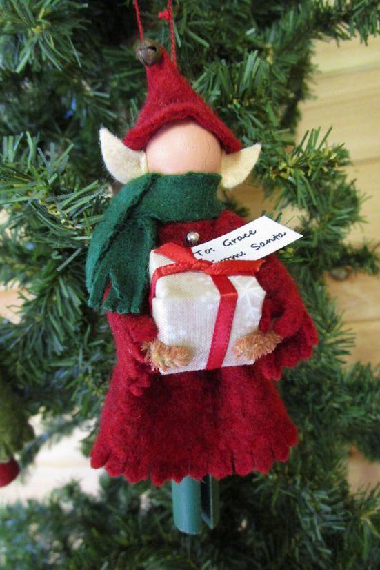 Ξύλο and Cotton Elf Christmas Ornaments