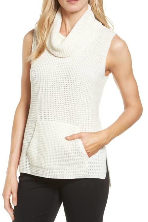 सफेद Sleeveless Sweater