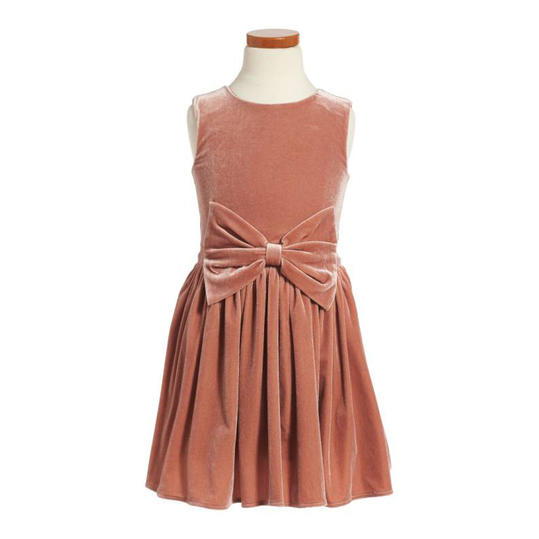 बिना आस्तीन का Rose Colored Velvet Dress