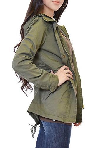 टी एल Women's Versatile Military Anorak Parka Hoodie Jacket with Drawstring