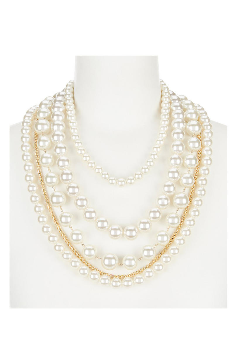 अन्ना & Ava Shayla Faux-Pearl Multi-Strand Statement Necklace