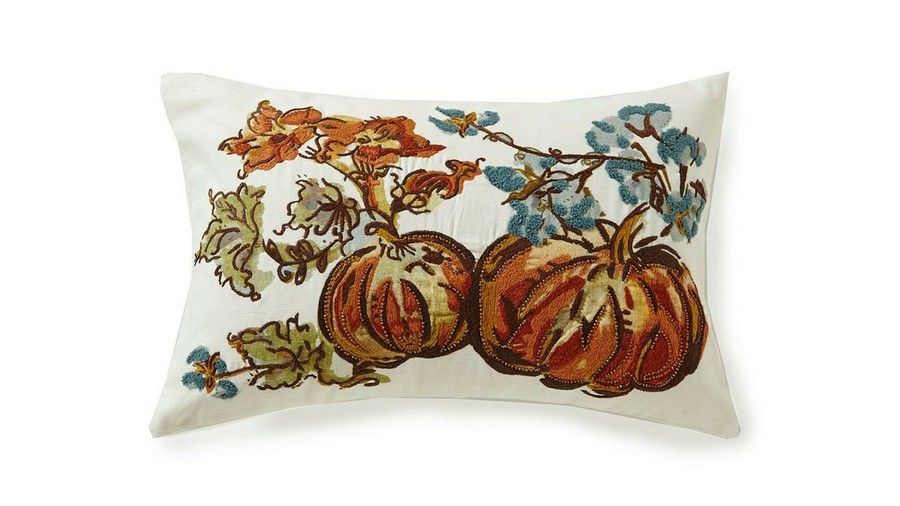 gyöngyös Pumpkin-Embroidered Breakfast Fall Throw Pillow
