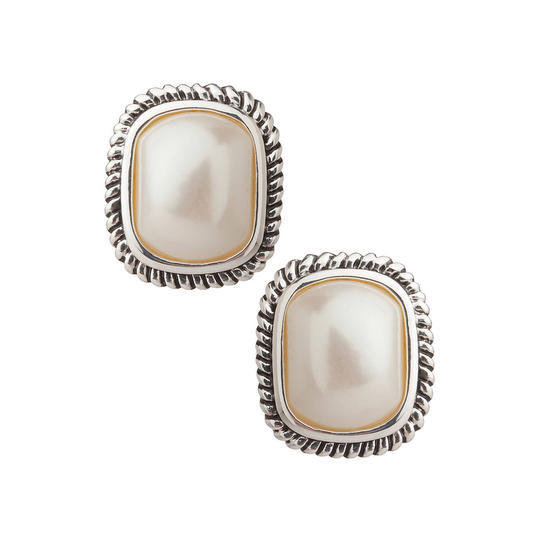 विशाल Pearl with Cable Edge Clip-On Earrings