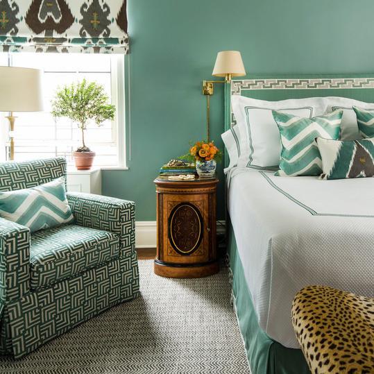 Ocean-Colored Blue Bedroom