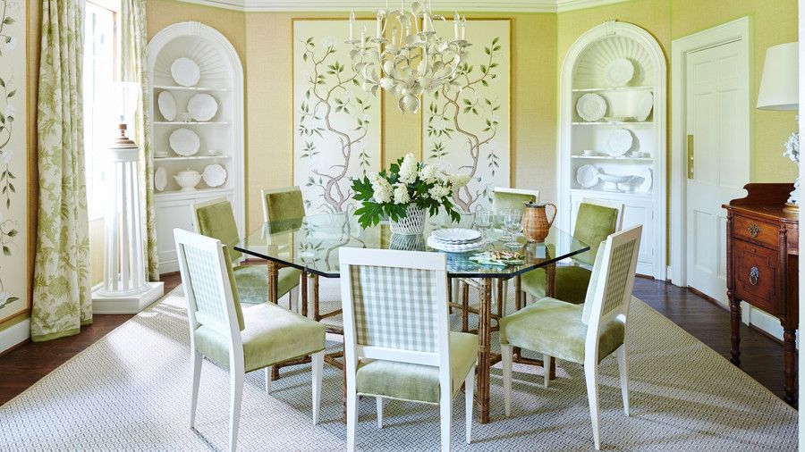 Zöld and White Formal Dining Room