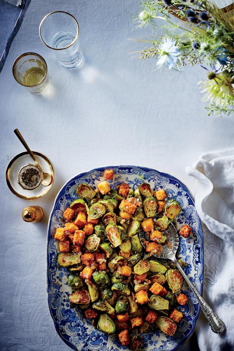 puoli Dish: Brussels Sprouts with Cornbread Croutons
