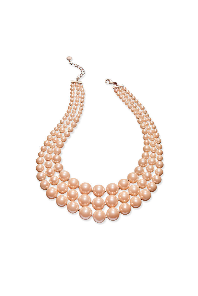 Čarter Club Imitation Pearl Three-Row Collar Necklace