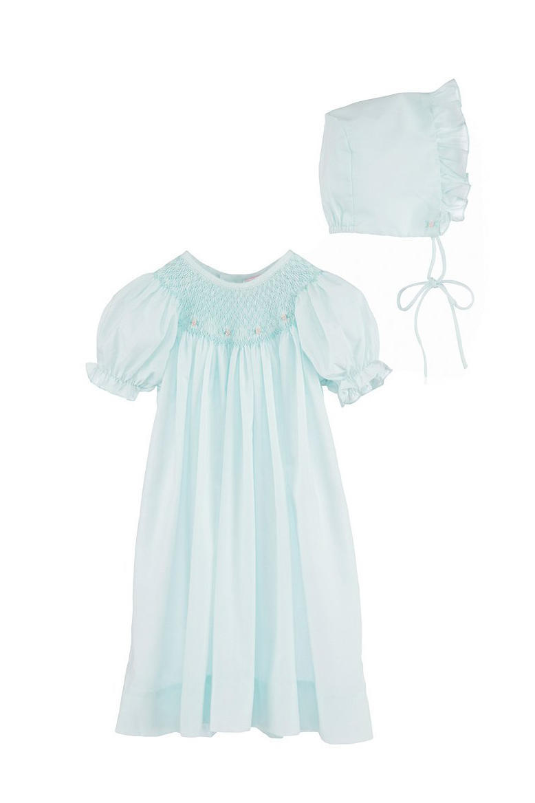 पेटिट Ami Baby Girls Smocked Gown & Bonnet Set