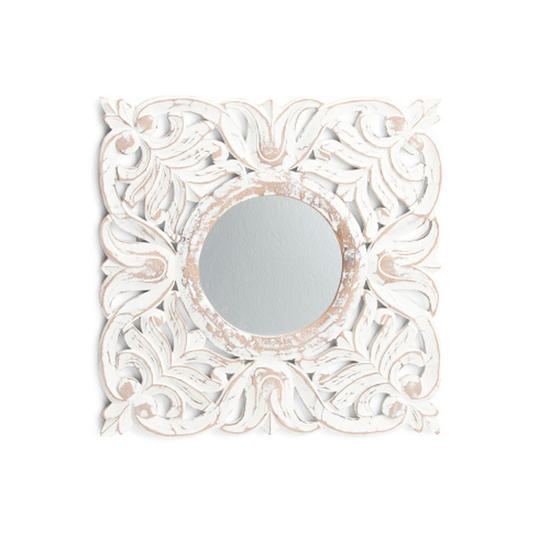 सफेद Distressed Mirror