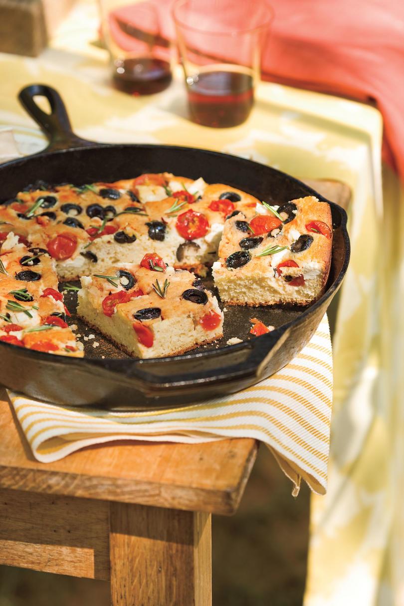 le inspiration for Cornbread Focaccia is Italian, but the taste is pure Southern comfort.