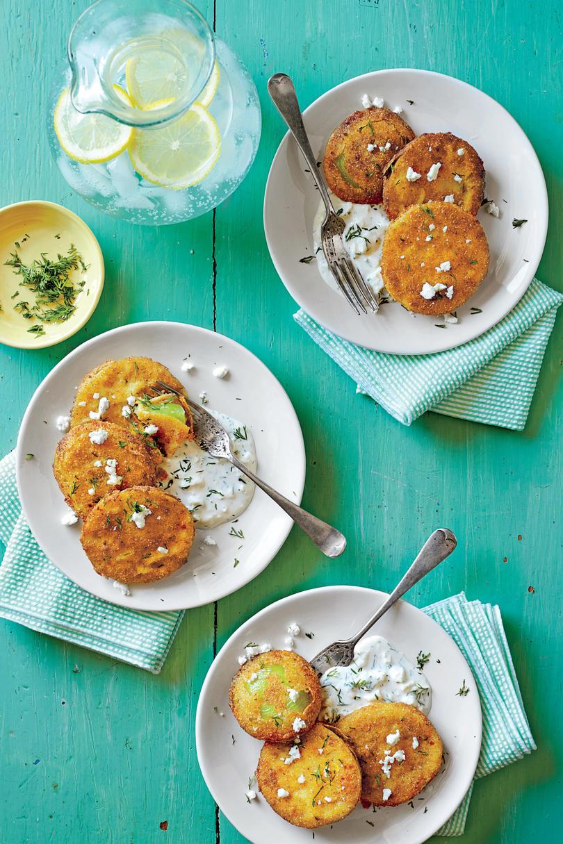 Frit Green Tomatoes with Buttermilk-Feta Dressing