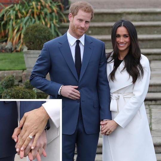 Prinssi Harry and Meghan Markle with Detail Shot of Engagement Ring