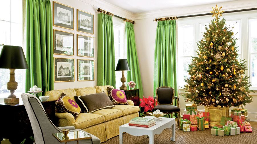 Sara Tuttle Living Room Decorated for Christmas