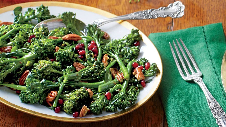 Broccolini with Pecans and Cane Syrup Vinaigrette