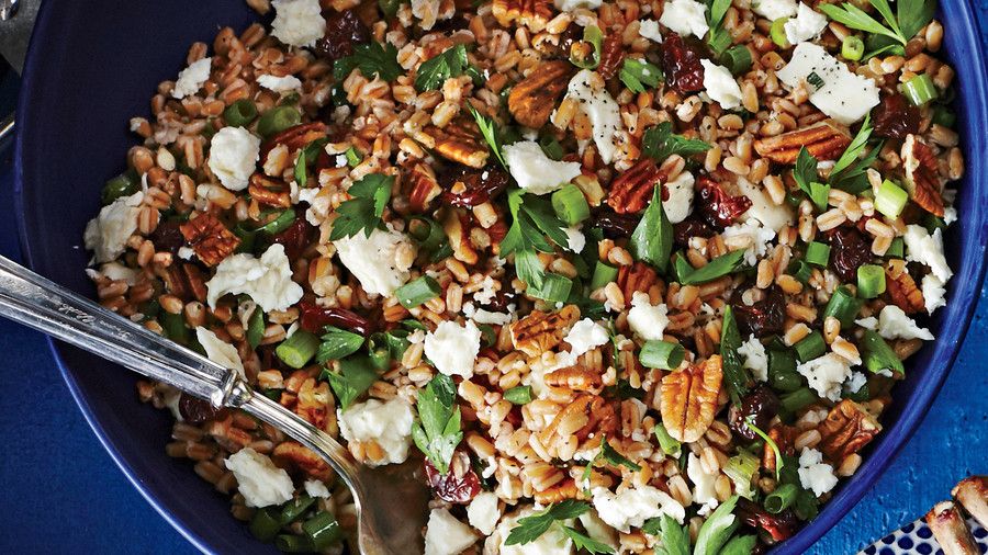 farro Salad with Toasted Pecans, Feta, and Dried Cherries 