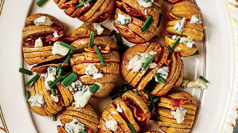 Alkupala Baby Hasselback Potatoes with Blue Cheese and Bacon