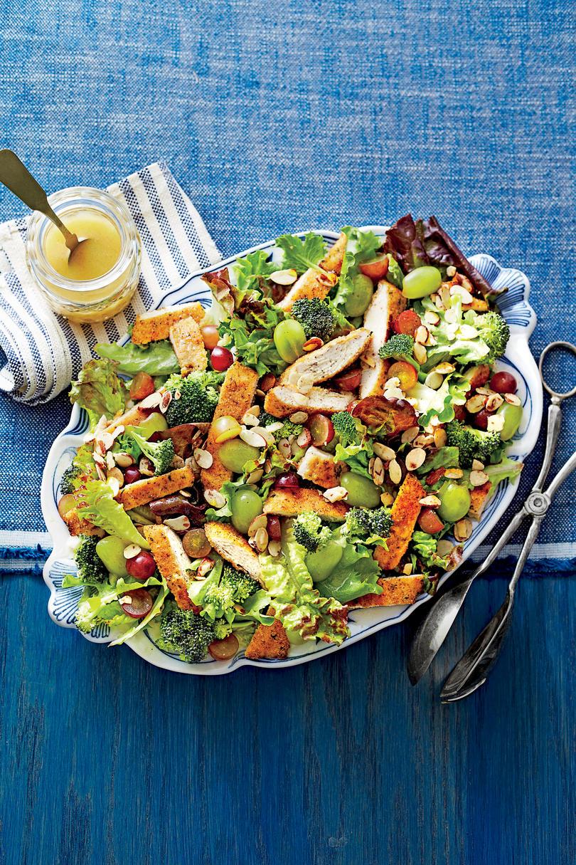 Csajka Chicken Salad with Grapes, Honey, Almonds, and Broccoli