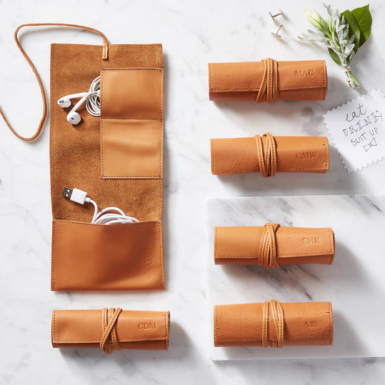 groomsmen Gift Leather Charger Roll Up