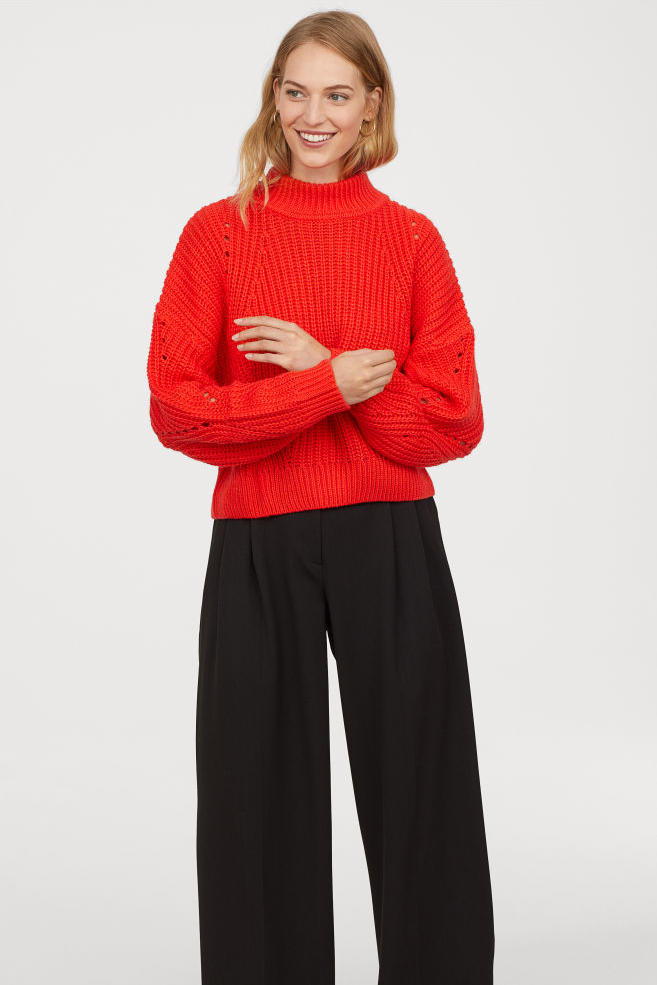 उज्ज्वल Red Rib-Knit Sweater
