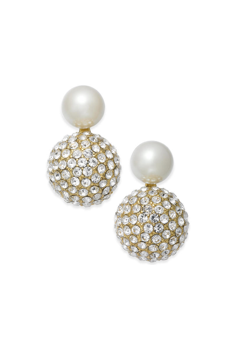 केट Spade New York Gold-Tone Imitation Pearl and Fireball Drop Earrings