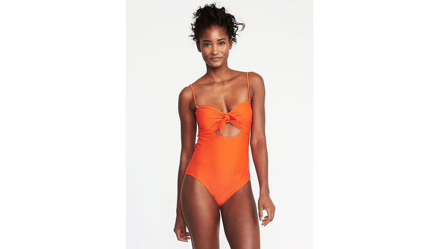 गाँठ-सामने Swimsuit in Orange You Glad