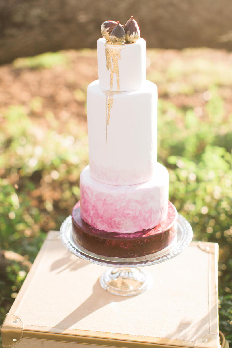 Akvarelli Metallic Fall Wedding Cake