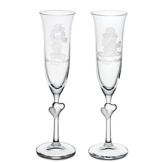 Minnie and Mickey Mouse Glass Flute Set