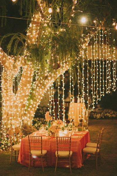 12 Ways to Use Your Christmas Lights in the Summer Outdoor Wedding Reception