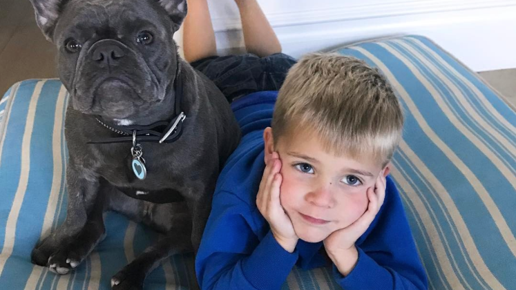 Papar the Dog Cuddles with Reese's Son Tennessee