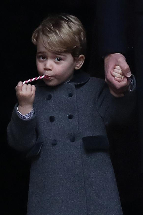 हमारी Prince Charming! 15 Adorable Photos of George Eating Candy Cane After Christmas Church