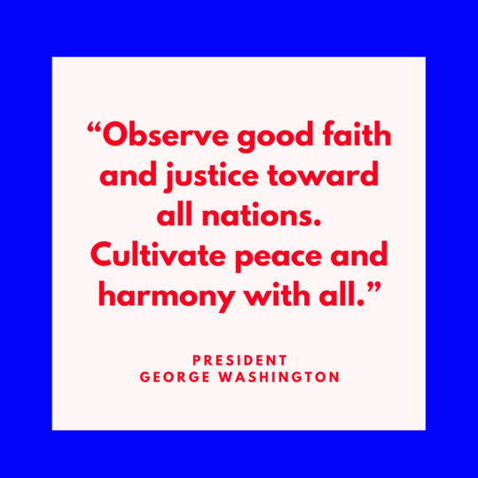 अध्यक्ष George Washington on Peace
