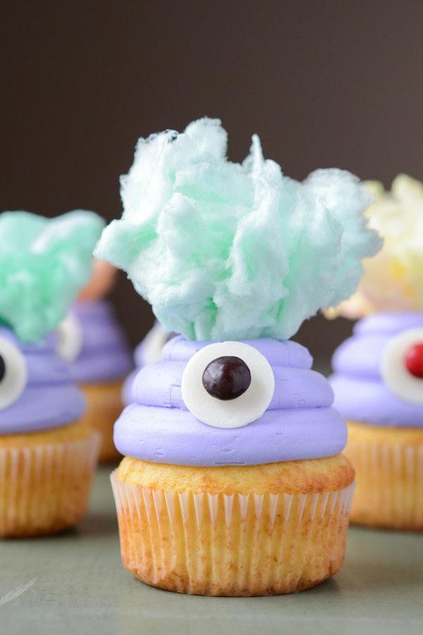 Coton Candy Monster Cupcakes