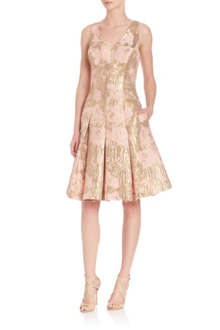 सोना and Blush Jacquard Pleated Party Dress