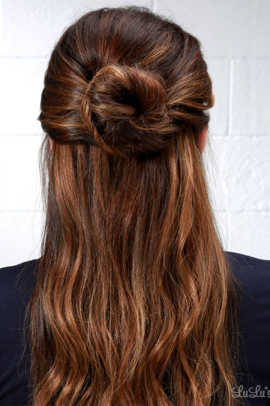4th of July Hairstyle Half-Up Bun