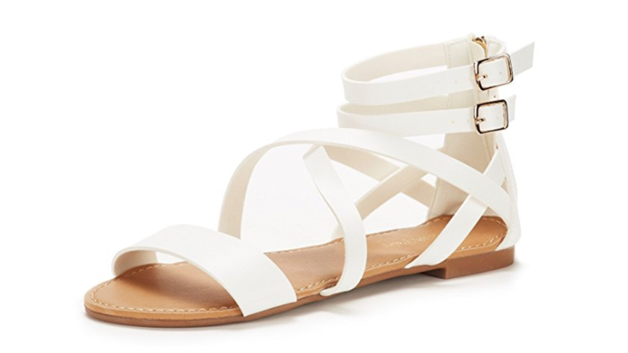 सफेद Strappy Flat Sandals