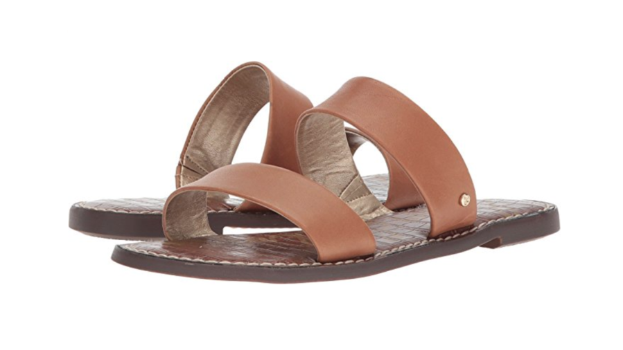 दोहरा Strap Leather Slide Sandals