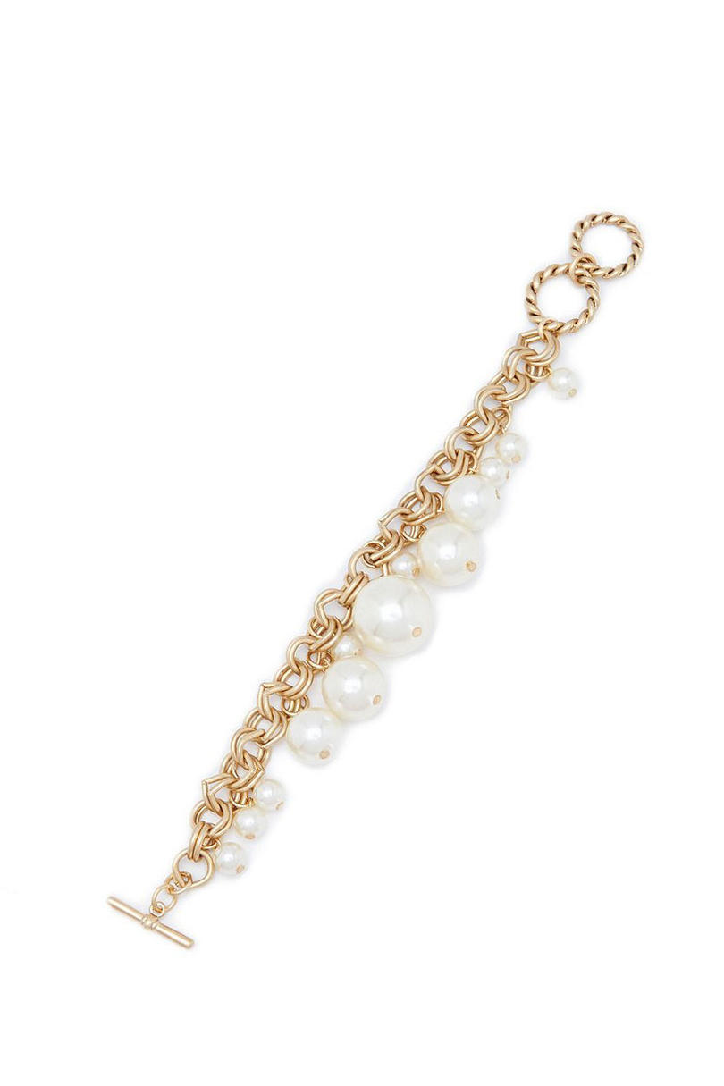 दक्षिण Living McGraw Faux-Pearl & Chain Line Bracelet