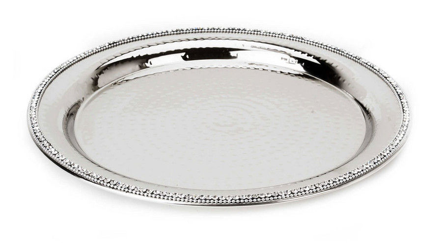 क्लासिक Touch Hammered Stainless Steel Round Platter