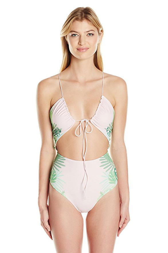Pinkki and Green Palms Cut Out One Piece
