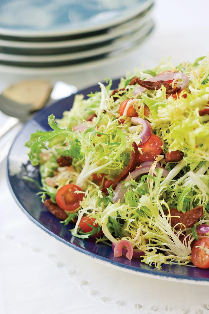 Lämmetä Frisée Salad with Crispy Kosher Salami