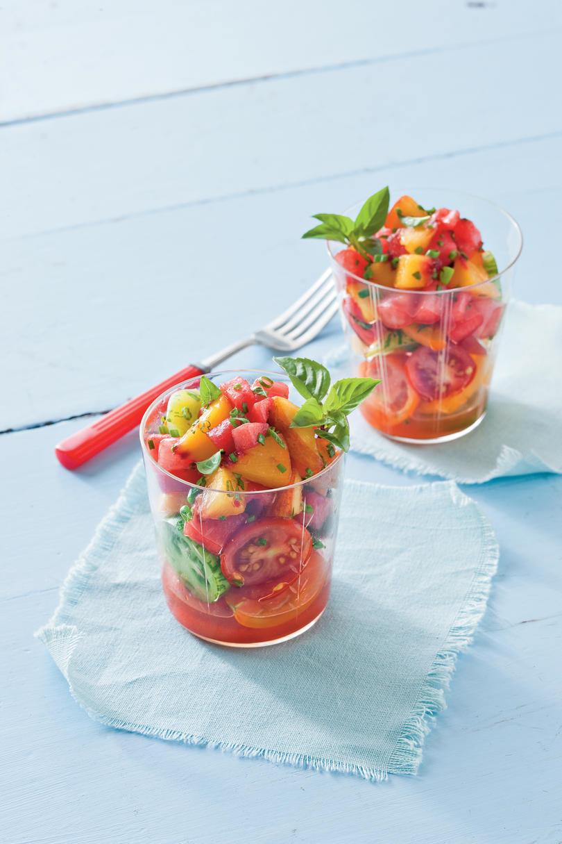 Vesimeloni-Peach Salsa and Tomatoes
