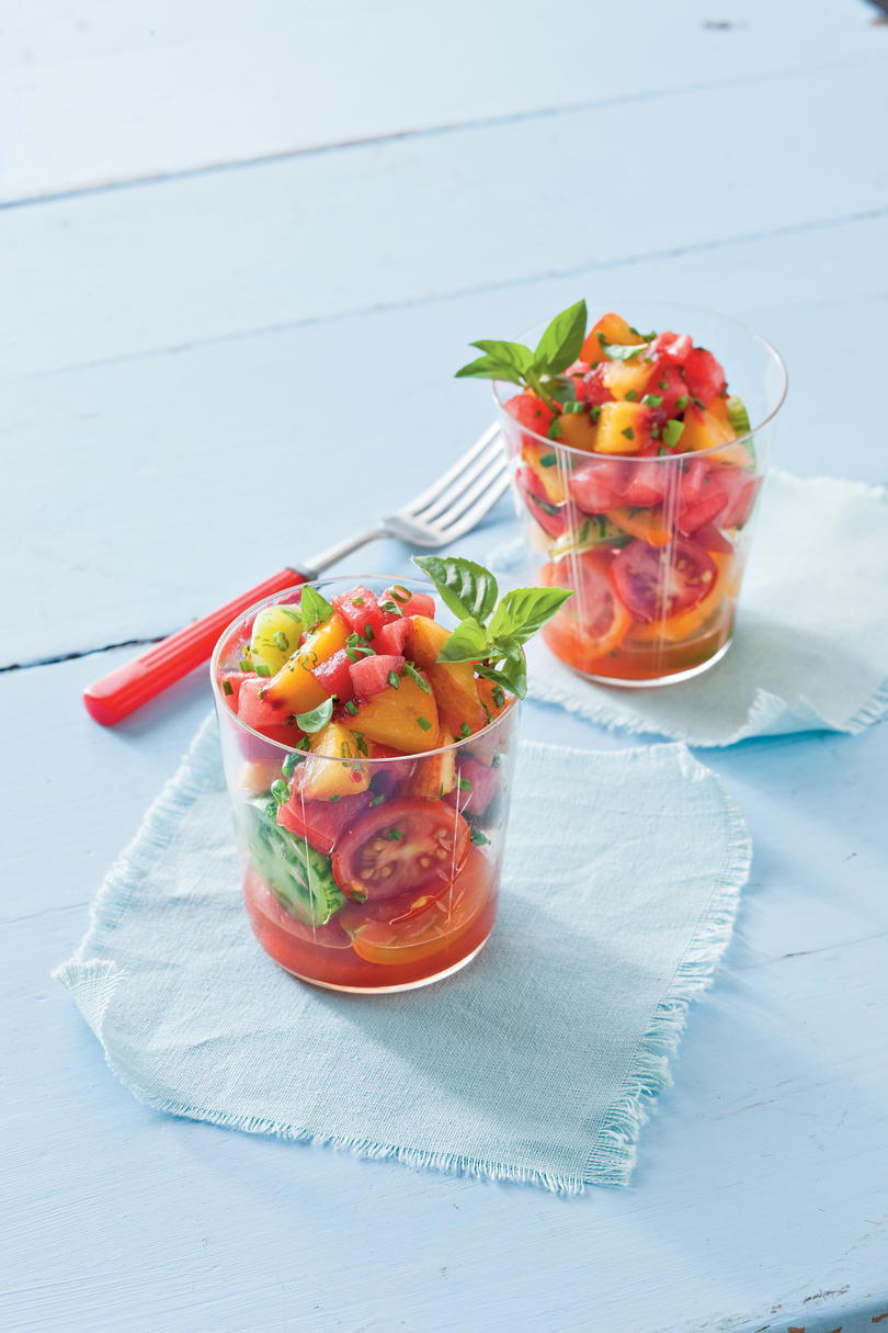 तरबूज-पीच Salsa and Tomatoes